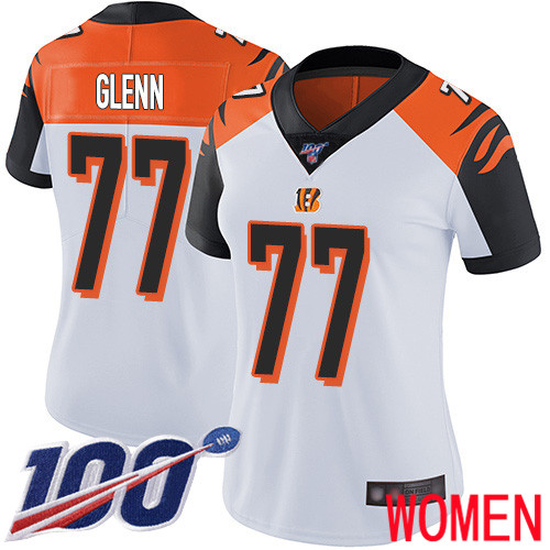 Cincinnati Bengals Limited White Women Cordy Glenn Road Jersey NFL Footballl 77 100th Season Vapor Untouchable